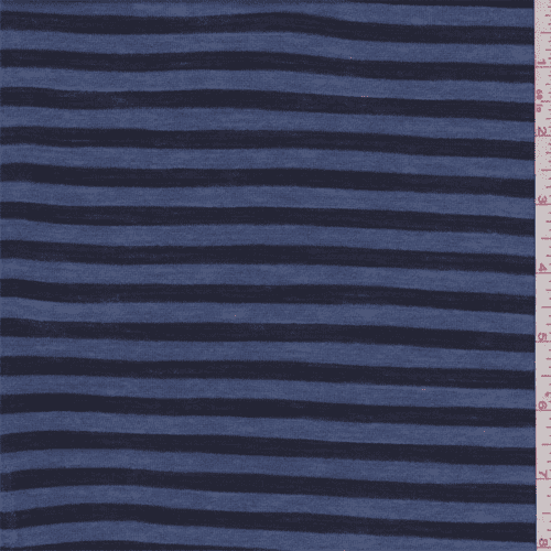 RedNavy Embroidered Stripe Rayon Jersey Knit Fabric By The Yard
